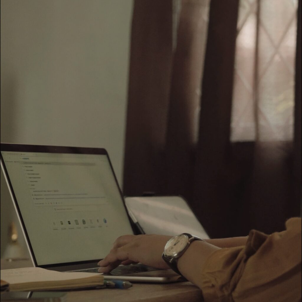 typing in laptop